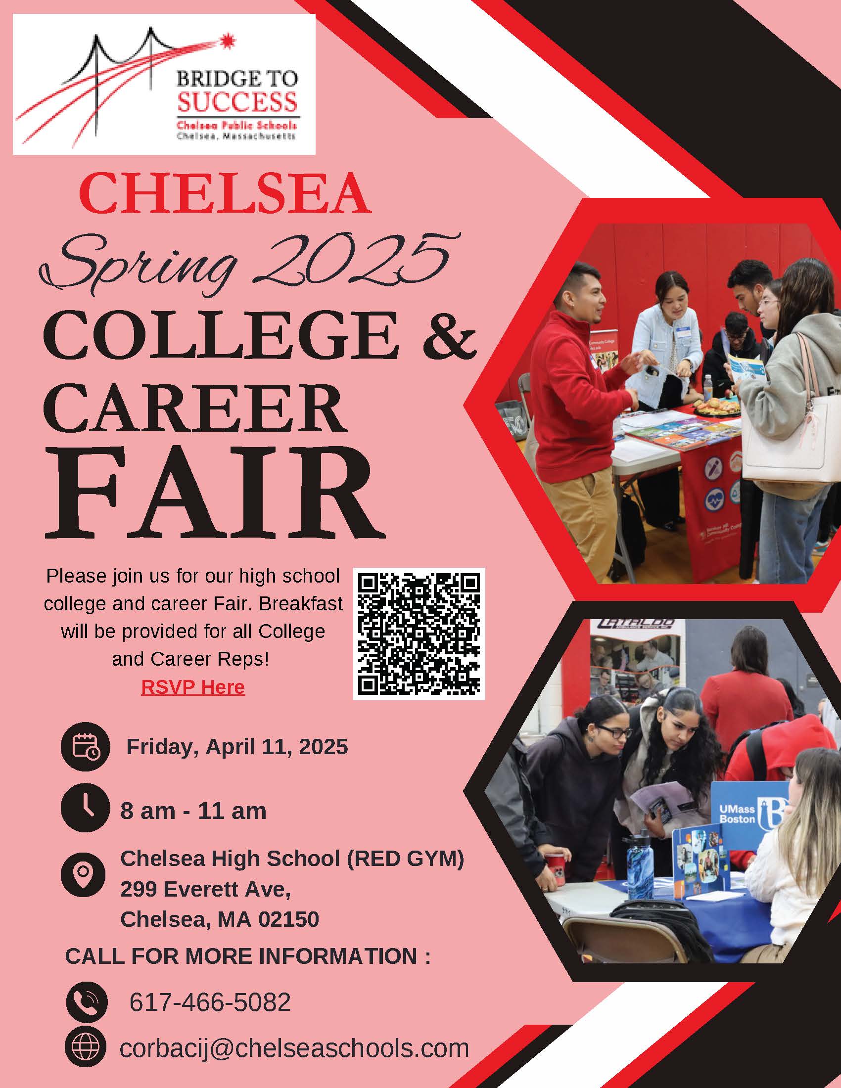 Flyer advertising the CHS Spring College and Career Fair in 2025 to colleges, universities and organizations